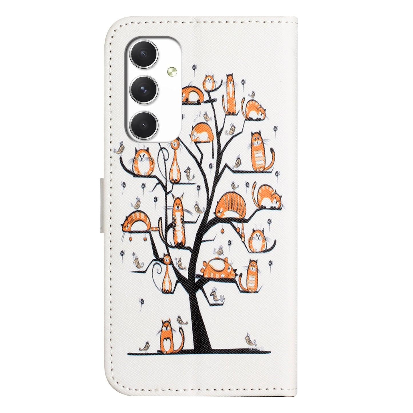 For Samsung Galaxy A16 5G / A16 4G Case Pattern Print PU Leather Wallet Phone Cover Cross Texture - Cat and Tree