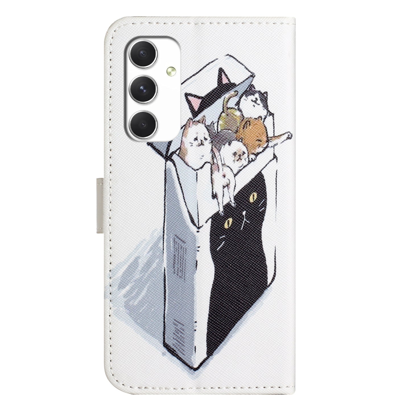 For Samsung Galaxy A16 5G / A16 4G Case Pattern Print PU Leather Wallet Phone Cover Cross Texture - Cats