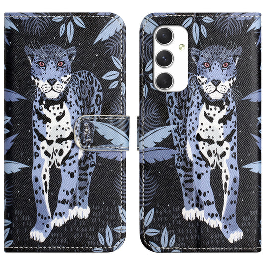 For Samsung Galaxy A16 5G / A16 4G Case Pattern Print PU Leather Wallet Phone Cover Cross Texture - Leopard