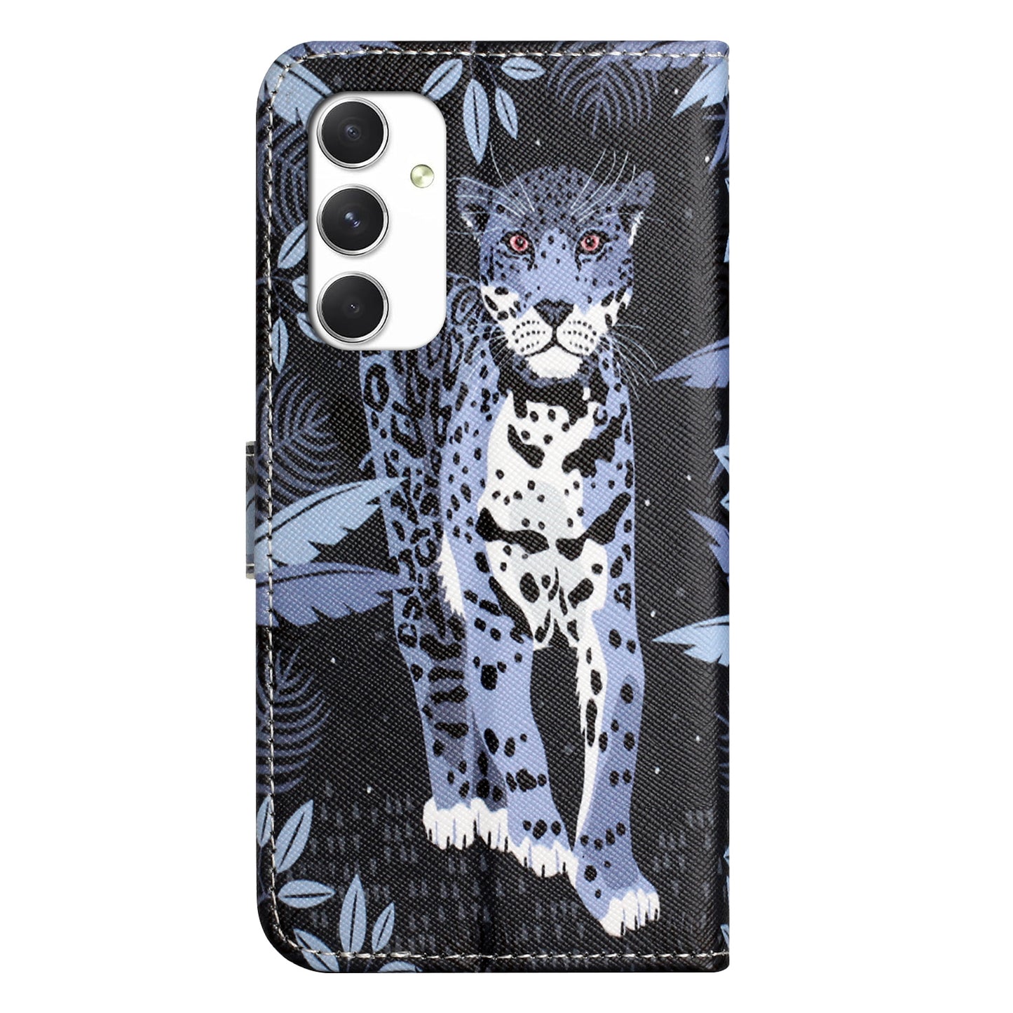 For Samsung Galaxy A16 5G / A16 4G Case Pattern Print PU Leather Wallet Phone Cover Cross Texture - Leopard