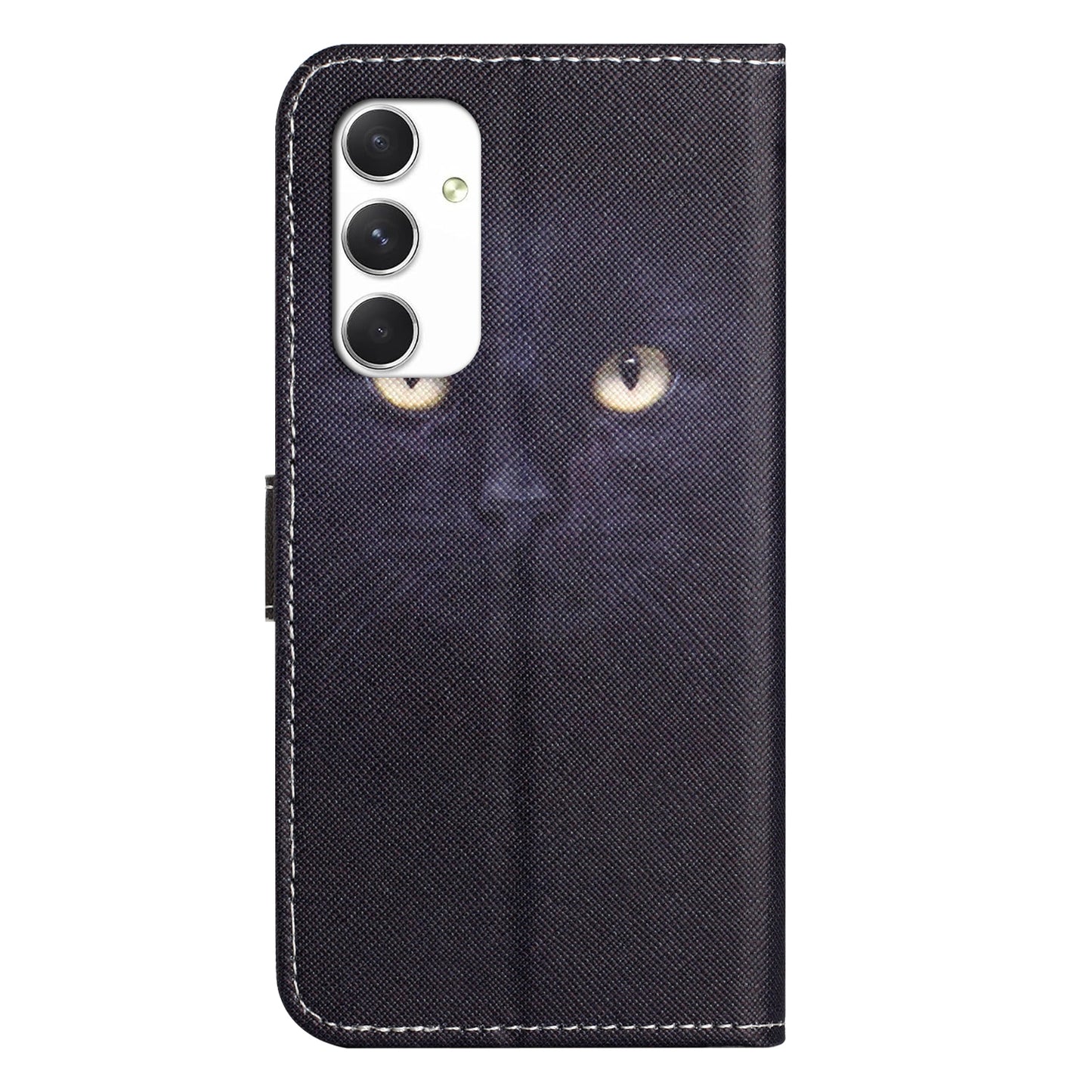 For Samsung Galaxy A16 5G / A16 4G Case Pattern Print PU Leather Wallet Phone Cover Cross Texture - Cat&#39;s Eye