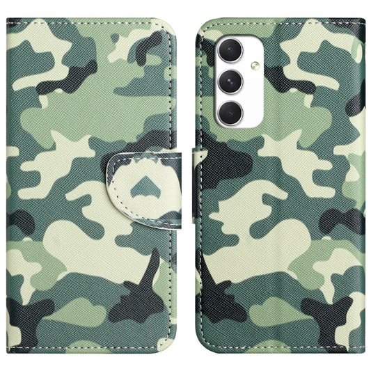 For Samsung Galaxy A16 5G / A16 4G Case Cross Texture Leather Phone Cover Pattern Printing - Camouflage