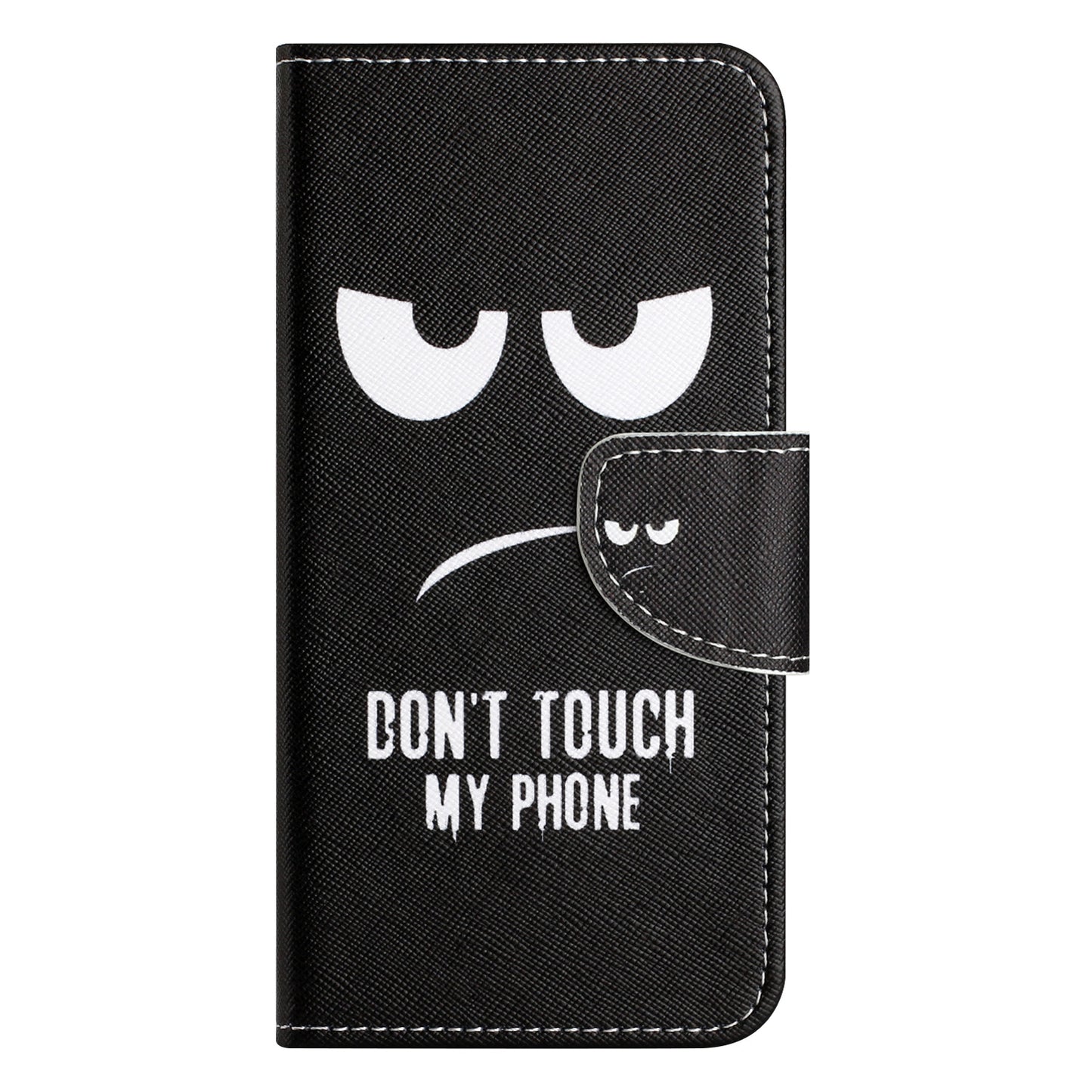 For Samsung Galaxy A16 5G / A16 4G Case Cross Texture Leather Phone Cover Pattern Printing - Don&#39;t Touch My Phone