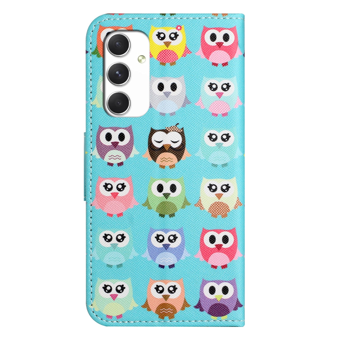 For Samsung Galaxy A16 5G / A16 4G Case Cross Texture Leather Phone Cover Pattern Printing - Owls