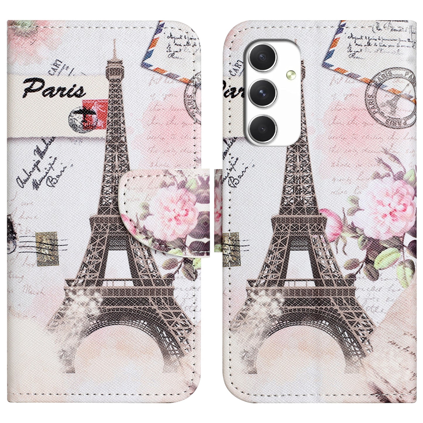 For Samsung Galaxy A16 5G / A16 4G Case Cross Texture Leather Phone Cover Pattern Printing - Tower