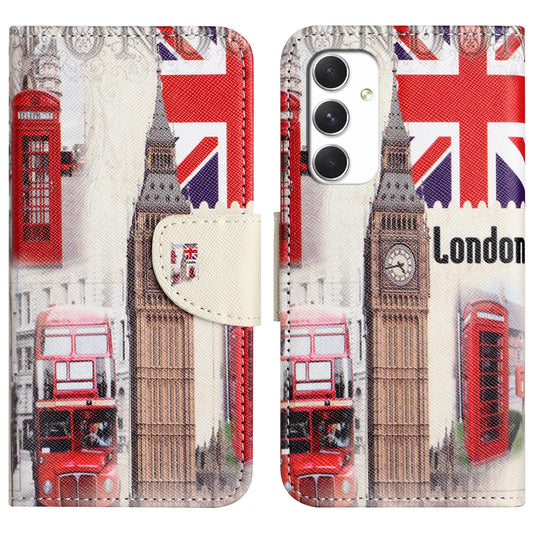 For Samsung Galaxy A16 5G / A16 4G Case Cross Texture Leather Phone Cover Pattern Printing - London Big Ben
