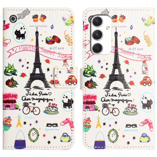 For Samsung Galaxy A16 5G / A16 4G Case Pattern Print PU Leather Wallet Phone Cover - Eiffel Tower