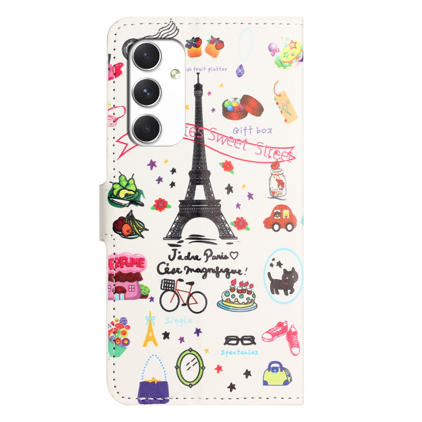 For Samsung Galaxy A16 5G / A16 4G Case Pattern Print PU Leather Wallet Phone Cover - Eiffel Tower