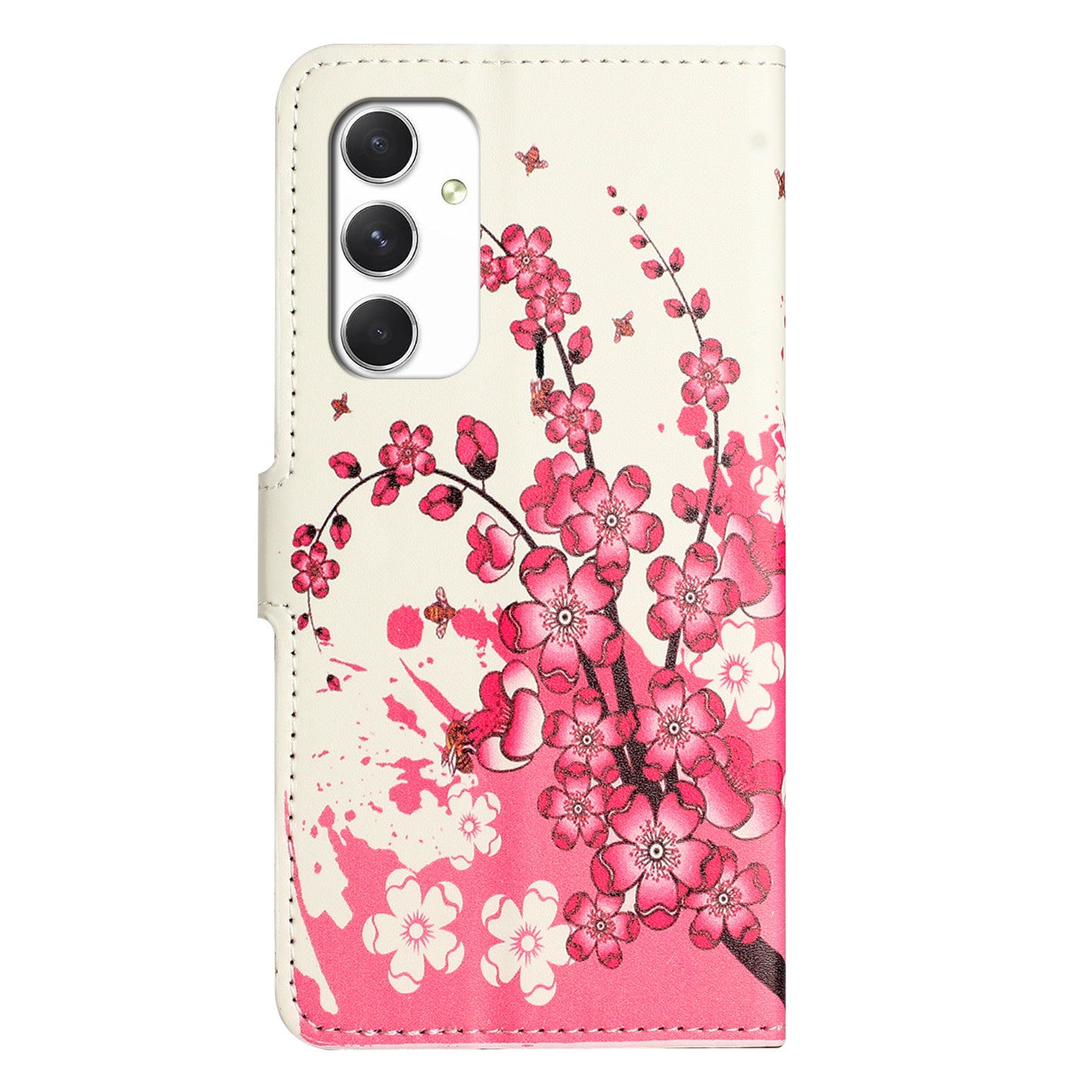For Samsung Galaxy A16 5G / A16 4G Case Pattern Print PU Leather Wallet Phone Cover - Plum Blossom
