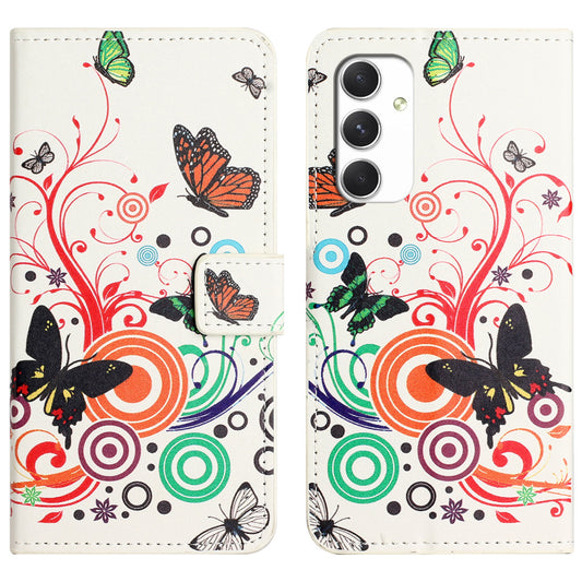 For Samsung Galaxy A16 5G / A16 4G Case Pattern Print PU Leather Wallet Phone Cover - White Butterfly