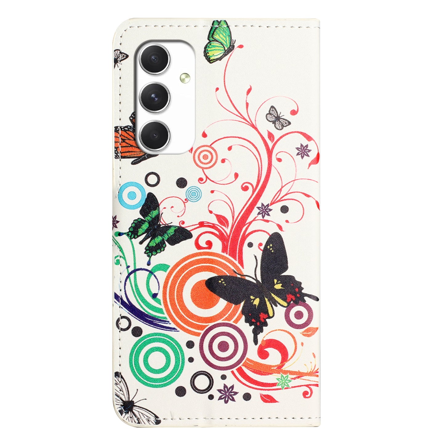 For Samsung Galaxy A16 5G / A16 4G Case Pattern Print PU Leather Wallet Phone Cover - White Butterfly