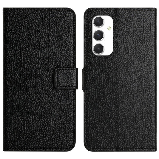 For Samsung Galaxy A16 5G / A16 4G Case PU Leather Wallet Phone Cover Litchi Texture, Black