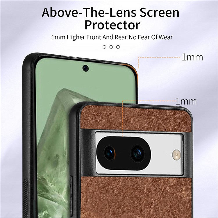 D2 for Google Pixel 8a Case Leather Coated TPU Ring Kickstand Phone Cover with Card Slots - Brown