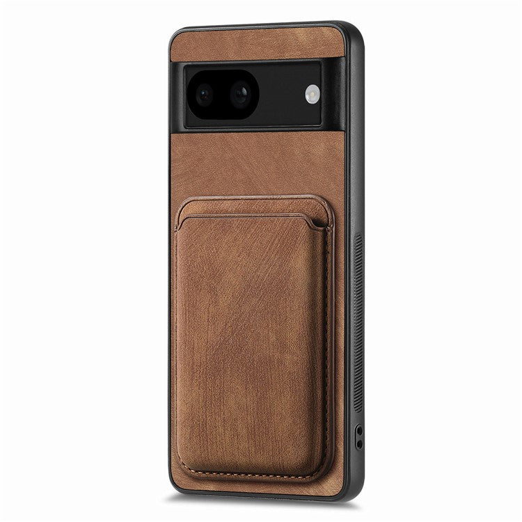 D12 For Google Pixel 8a Case Detachable Magnetic Card Bag Leather+TPU Phone Cover - Brown