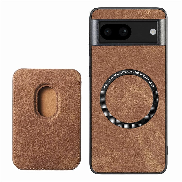 D12 For Google Pixel 8a Case Detachable Magnetic Card Bag Leather+TPU Phone Cover - Brown