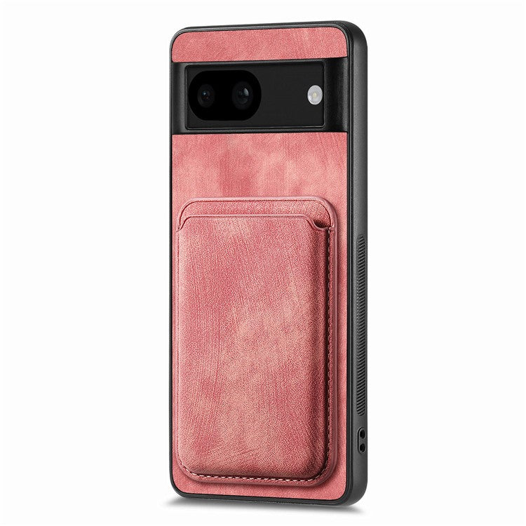 D12 For Google Pixel 8a Case Detachable Magnetic Card Bag Leather+TPU Phone Cover - Pink