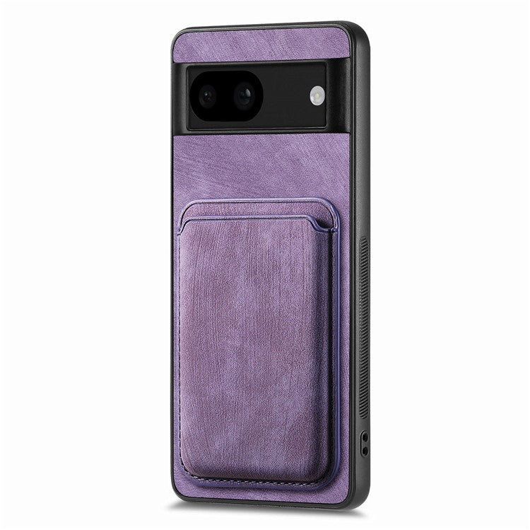D12 For Google Pixel 8a Case Detachable Magnetic Card Bag Leather+TPU Phone Cover - Purple