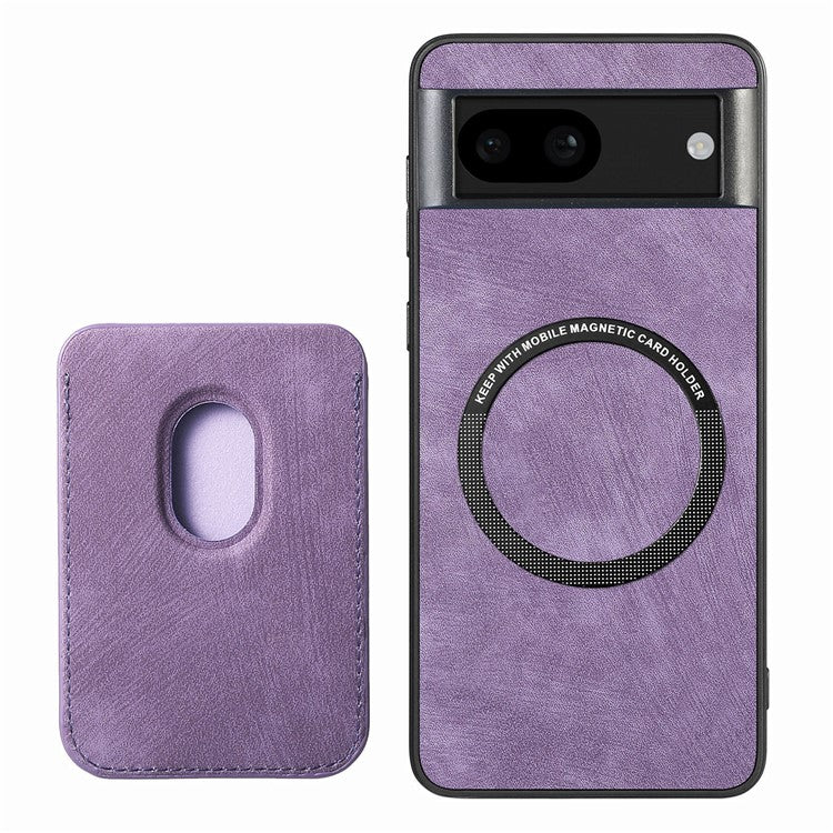 D12 For Google Pixel 8a Case Detachable Magnetic Card Bag Leather+TPU Phone Cover - Purple