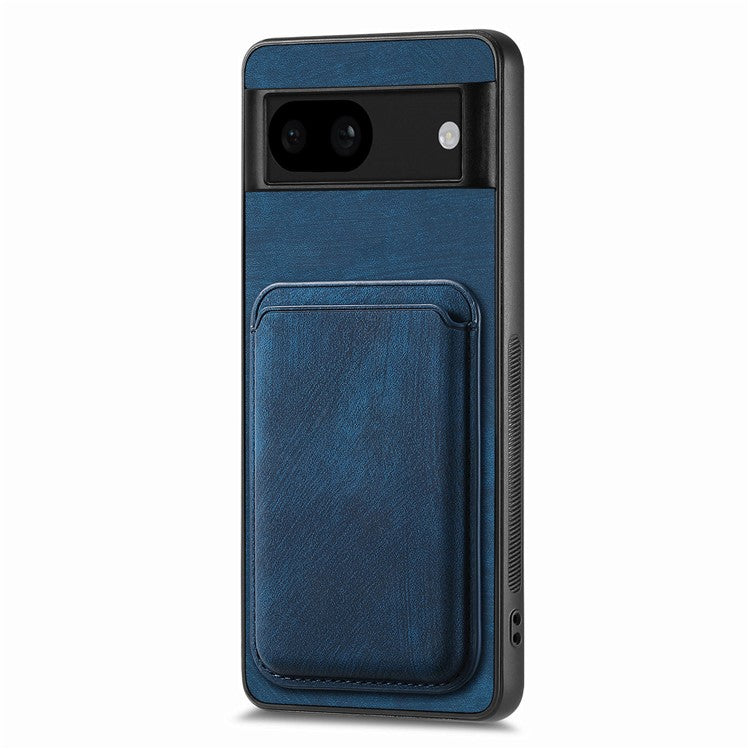 D12 For Google Pixel 8a Case Detachable Magnetic Card Bag Leather+TPU Phone Cover - Blue