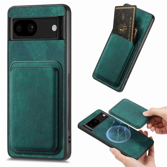 D12 For Google Pixel 8a Case Detachable Magnetic Card Bag Leather+TPU Phone Cover - Green