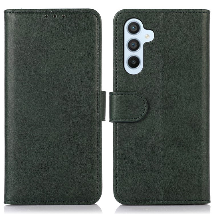 For Samsung Galaxy M35 5G Case Cowhide Texture Leather Wallet Phone Cover with Stand - Green