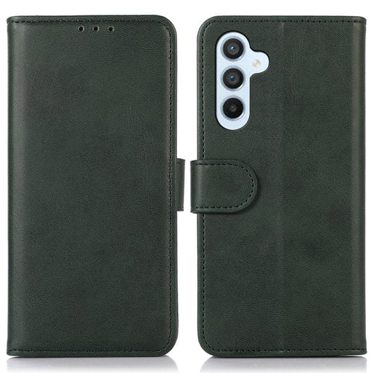 For Samsung Galaxy M35 5G Case Cowhide Texture Leather Wallet Phone Cover with Stand - Green