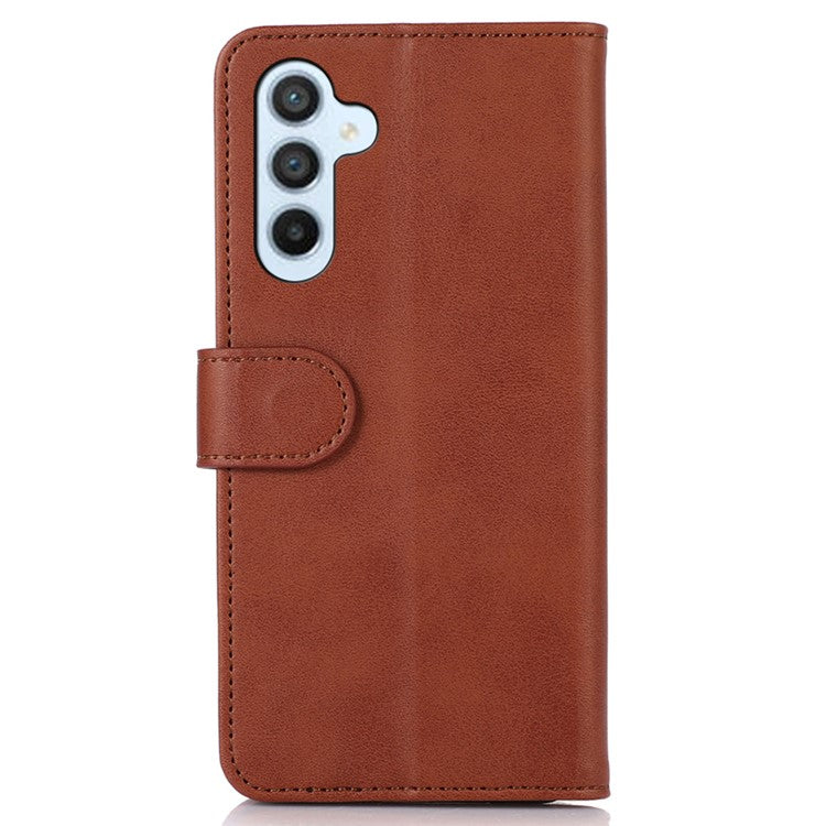 For Samsung Galaxy M35 5G Case Cowhide Texture Leather Wallet Phone Cover with Stand - Brown