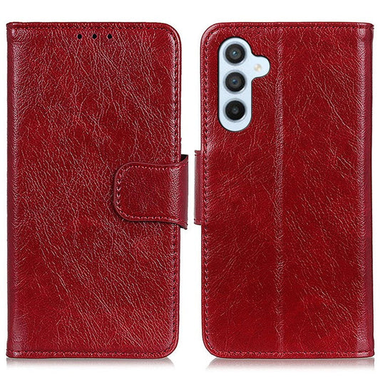For Samsung Galaxy M35 5G Case Nappa Texture Split Leather Wallet Phone Cover - Red