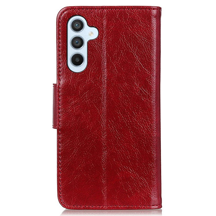For Samsung Galaxy M35 5G Case Nappa Texture Split Leather Wallet Phone Cover - Red
