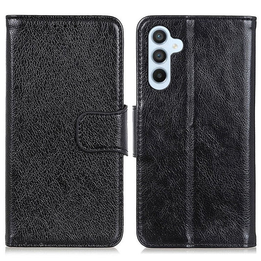 For Samsung Galaxy M35 5G Case Nappa Texture Split Leather Wallet Phone Cover - Black