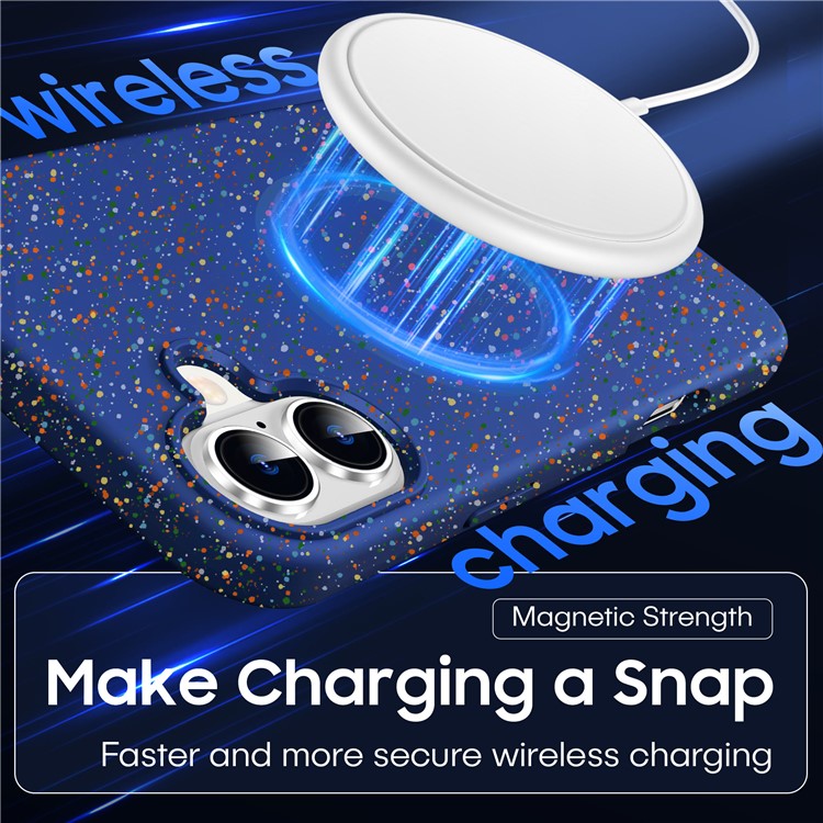 For iPhone 16 Case Compatible with MagSafe Colorful Dot Hard PC Matte Phone Cover - Blue