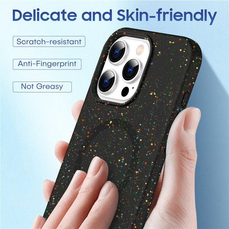 For iPhone 16 Pro Case Colorful Dot Hard PC Matte Phone Cover Compatible with MagSafe - Black