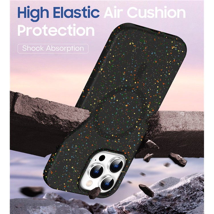 For iPhone 16 Pro Case Colorful Dot Hard PC Matte Phone Cover Compatible with MagSafe - Black
