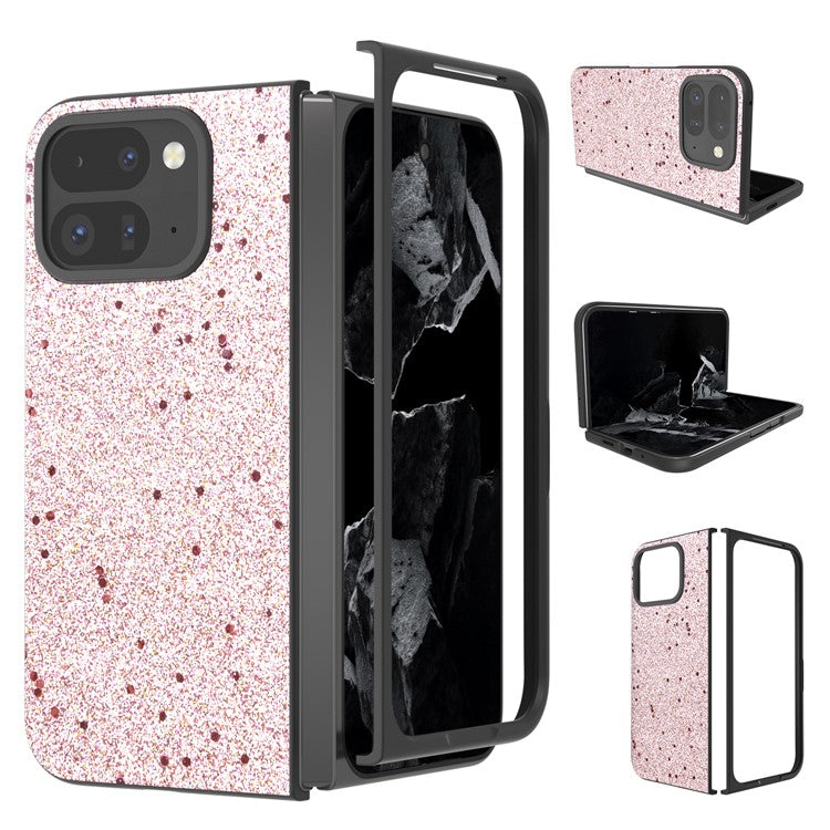 For Google Pixel 9 Pro Fold 5G Case Glitter Leather+PC Phone Cover - Pink