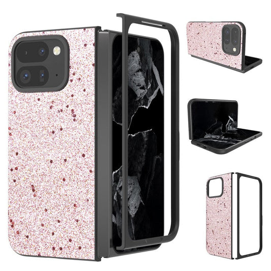 For Google Pixel 9 Pro Fold 5G Case Glitter Leather+PC Phone Cover - Pink