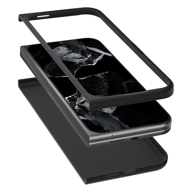 For Google Pixel 9 Pro Fold 5G Case Glitter Leather+PC Phone Cover - White