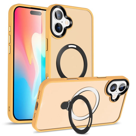 For iPhone 16 Plus Case Kickstand Back Phone Cover Compatible with MagSafe - Orange