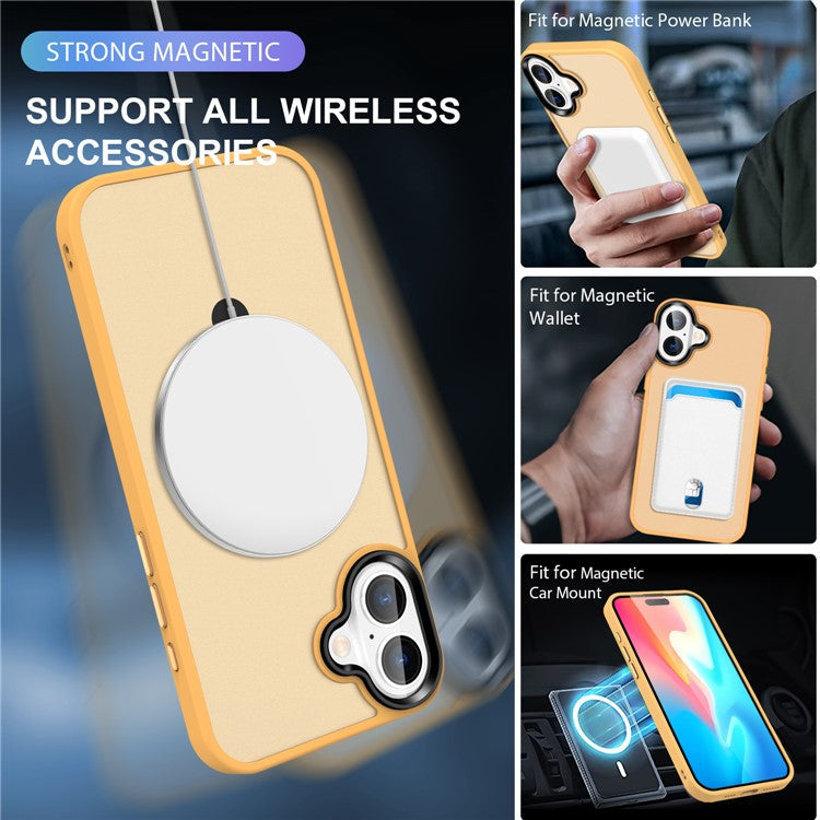 For iPhone 16 Plus Case Kickstand Back Phone Cover Compatible with MagSafe - Orange