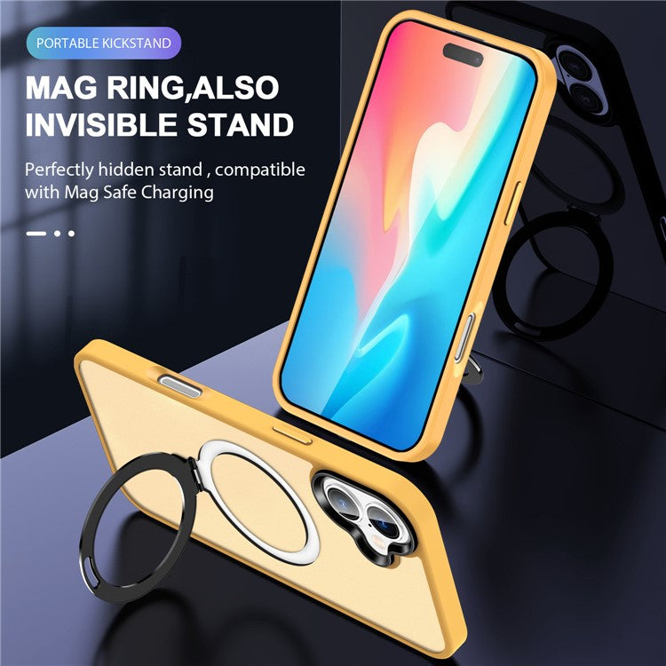 For iPhone 16 Plus Case Kickstand Back Phone Cover Compatible with MagSafe - Orange