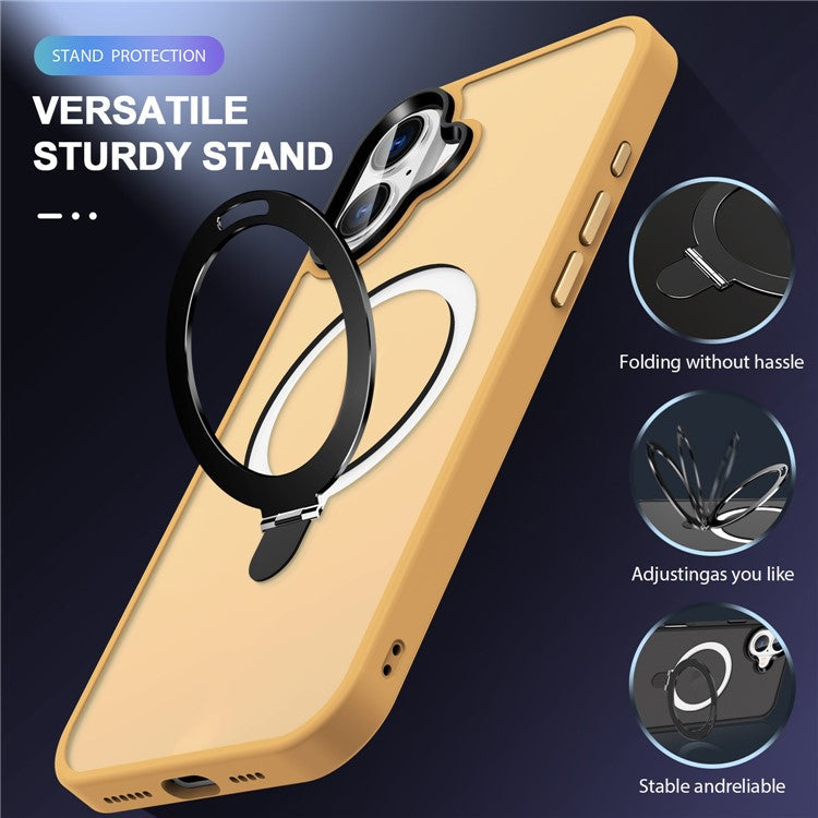 For iPhone 16 Plus Case Kickstand Back Phone Cover Compatible with MagSafe - Orange