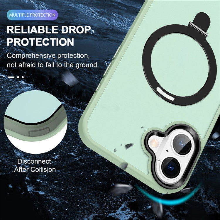 For iPhone 16 Case Compatible with MagSafe Kickstand Back Phone Cover - Matcha Green