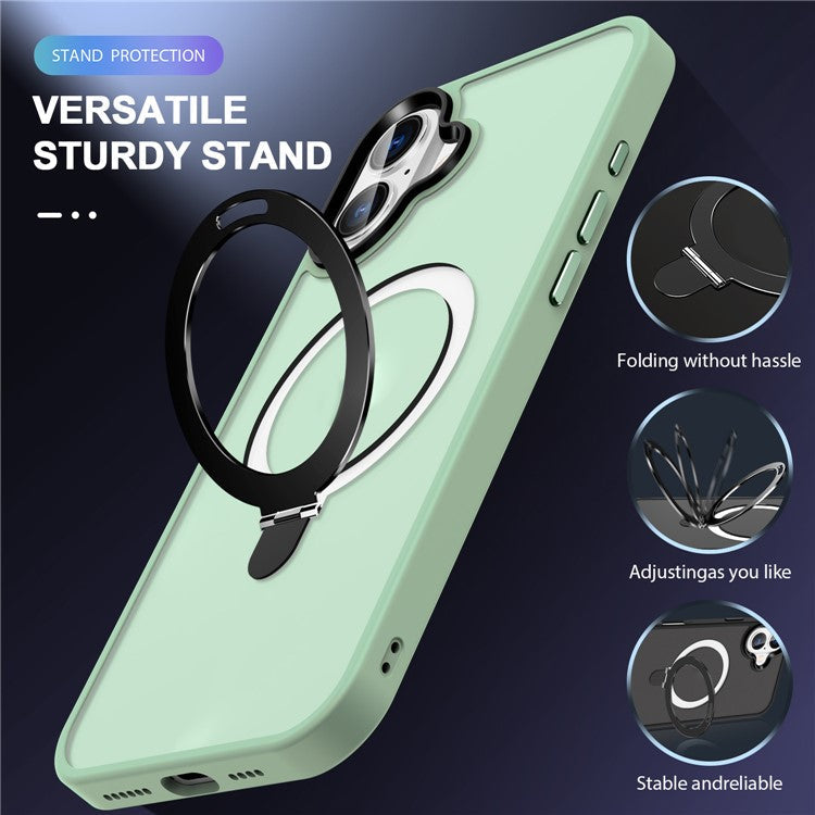 For iPhone 16 Case Compatible with MagSafe Kickstand Back Phone Cover - Matcha Green