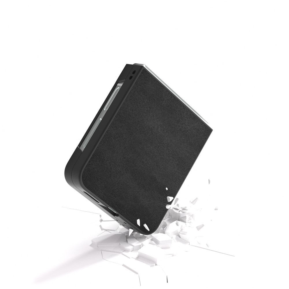 For Samsung Galaxy Z Flip7 FE 5G / Z Flip6 5G Case Cowhide Texture Hard PC+PU Leather Phone Shell - Black