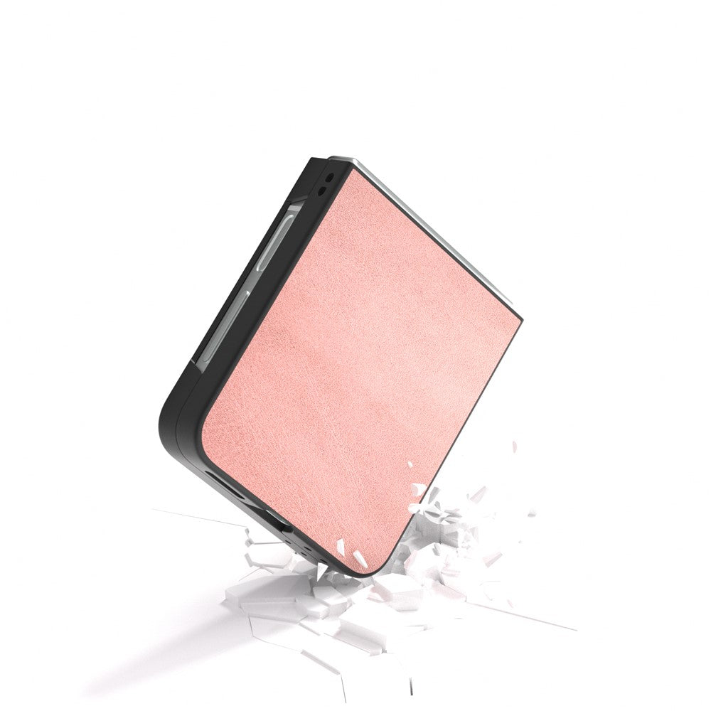 For Samsung Galaxy Z Flip7 FE 5G / Z Flip6 5G Case Cowhide Texture Hard PC+PU Leather Phone Shell - Pink