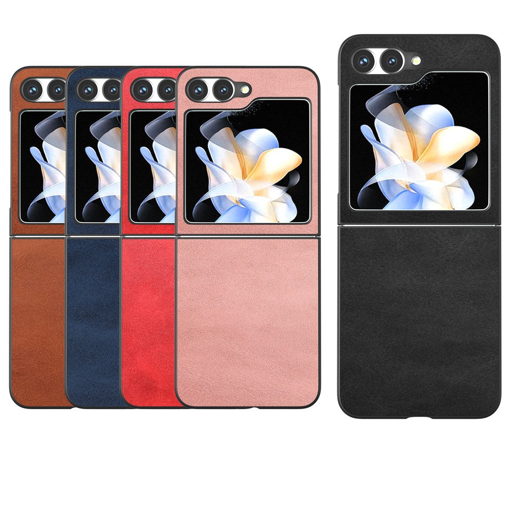 For Samsung Galaxy Z Flip7 FE 5G / Z Flip6 5G Case Cowhide Texture Hard PC+PU Leather Phone Shell - Red