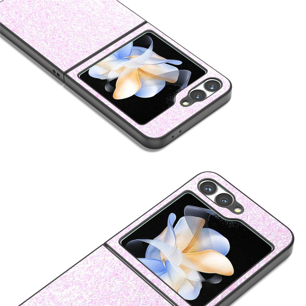 For Samsung Galaxy Z Flip7 FE 5G / Z Flip6 5G Case Colored Glitter Leather+PC Shockproof Phone Cover - Gradient Pink