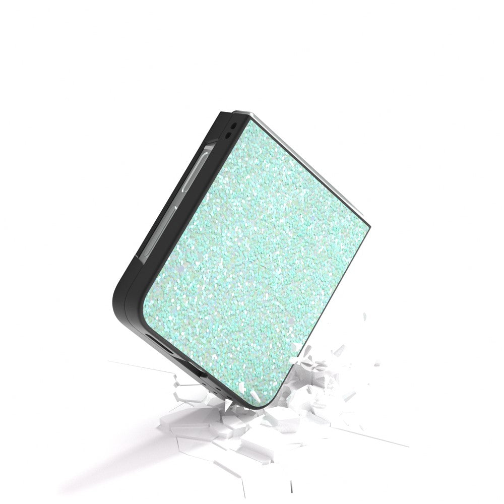 For Samsung Galaxy Z Flip7 FE 5G / Z Flip6 5G Case Colored Glitter Leather+PC Shockproof Phone Cover - Mint Green