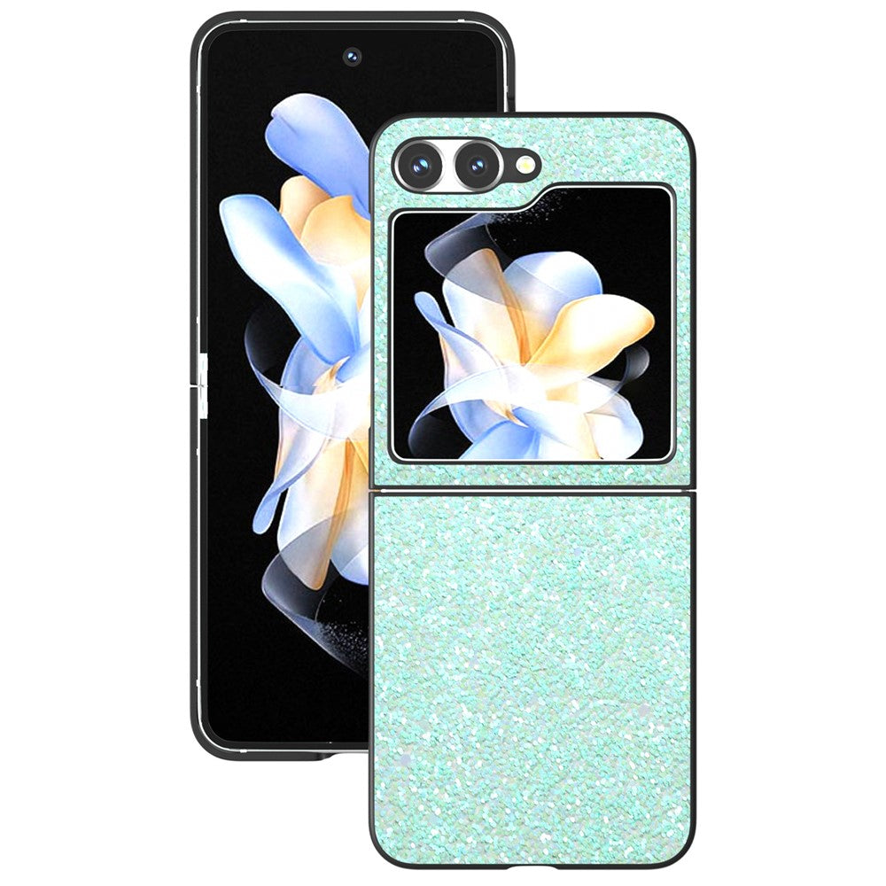 For Samsung Galaxy Z Flip7 FE 5G / Z Flip6 5G Case Colored Glitter Leather+PC Shockproof Phone Cover - Mint Green