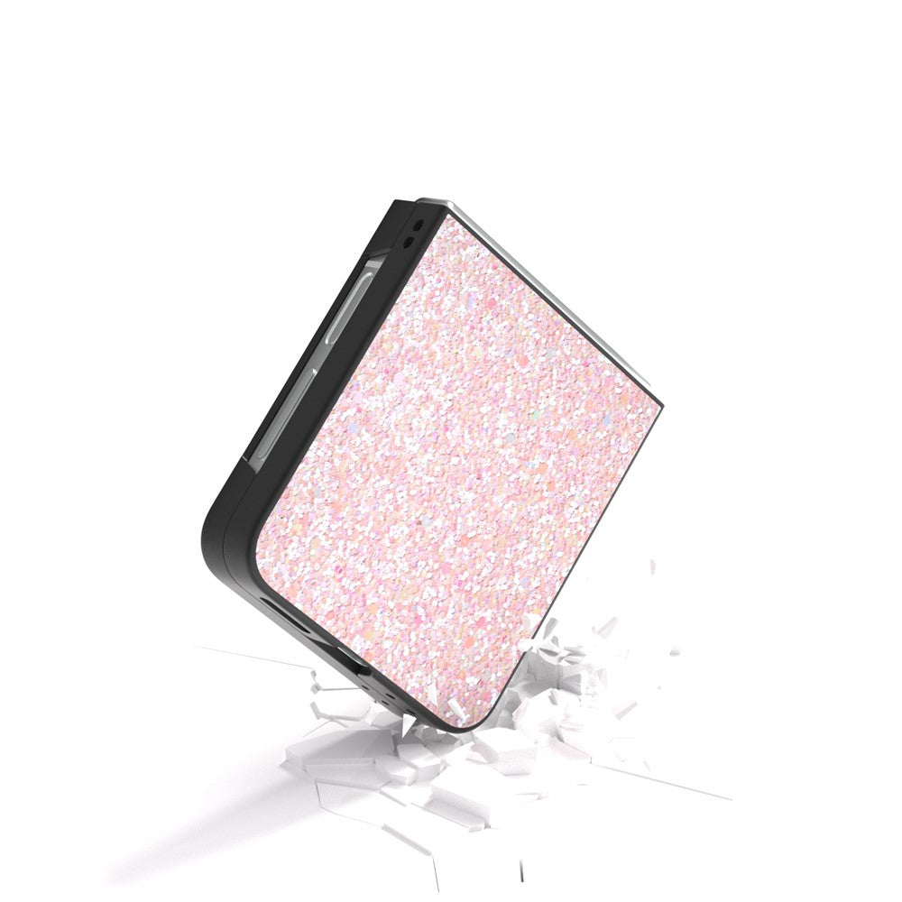 For Samsung Galaxy Z Flip7 FE 5G / Z Flip6 5G Case Colored Glitter Leather+PC Shockproof Phone Cover - Light Pink