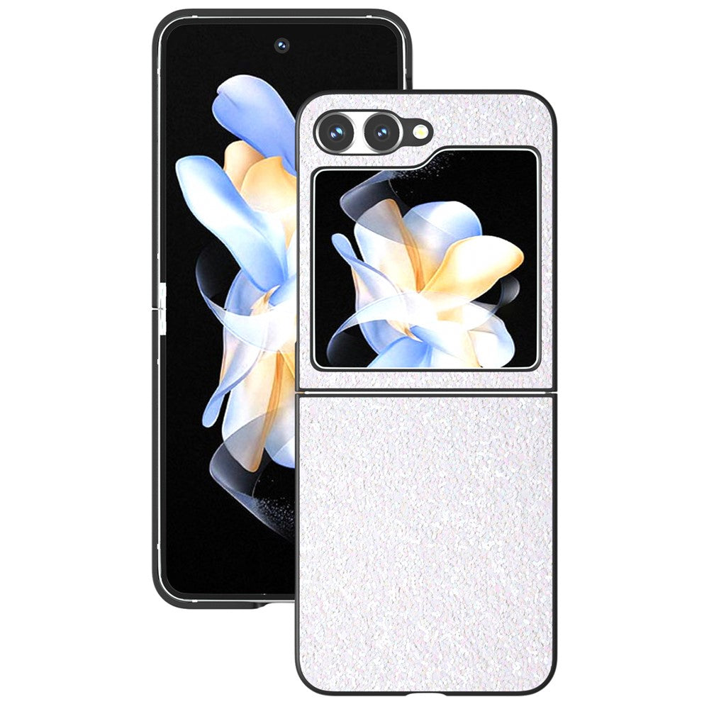 For Samsung Galaxy Z Flip7 FE 5G / Z Flip6 5G Case Colored Glitter Leather+PC Shockproof Phone Cover - White